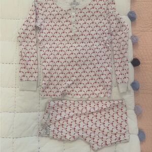 Roller Rabbit Kids Pajama Set - White with Pink and Red Pattern